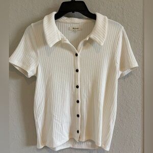 Madewell Cream Ribbed Button-Down Shirt